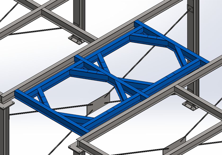 Detail of a reactor support sub-frame.