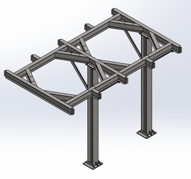 Intermediate discharge column, head connection with triangular gussets.